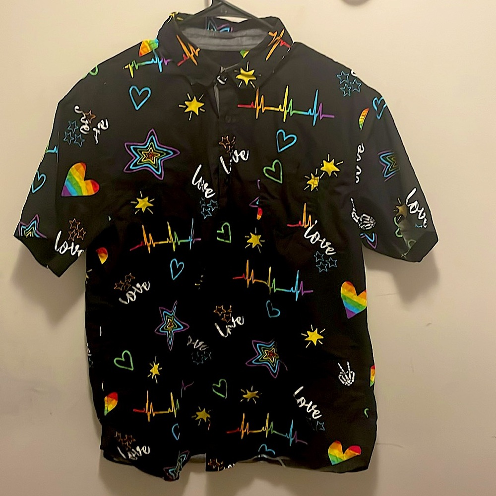 Eighty Eight Brand Black Rainbow Button up